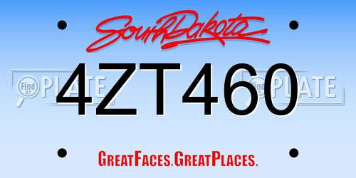 4ZT460 South Dakota License Plate