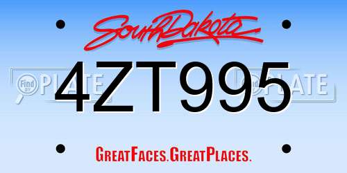 4ZT995 South Dakota License Plate