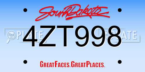 4ZT998 South Dakota License Plate