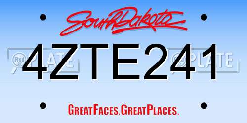 4ZTE241 South Dakota License Plate