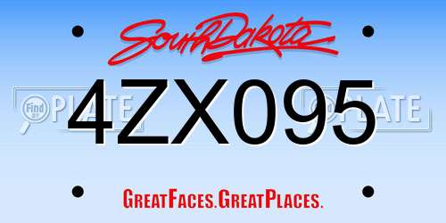 4ZX095 South Dakota License Plate