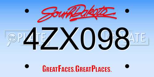 4ZX098 South Dakota License Plate
