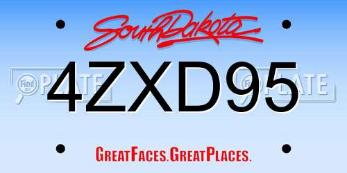 4ZXD95 South Dakota License Plate