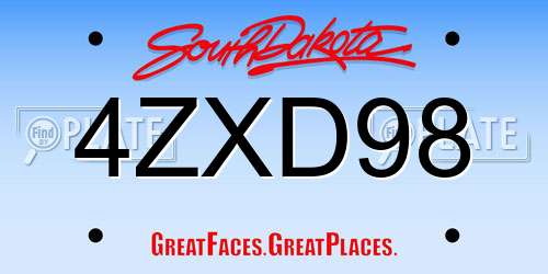 4ZXD98 South Dakota License Plate