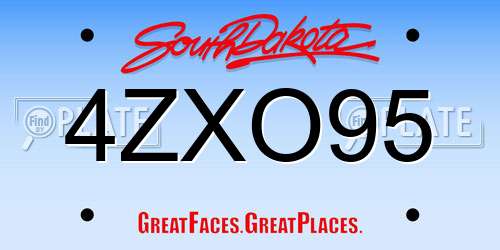 4ZXO95 South Dakota License Plate