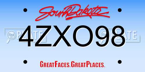 4ZXO98 South Dakota License Plate
