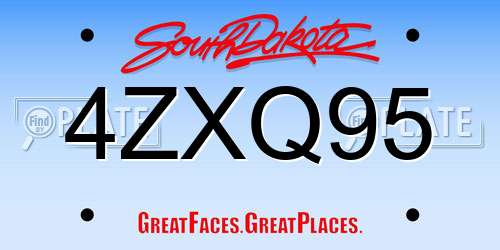 4ZXQ95 South Dakota License Plate