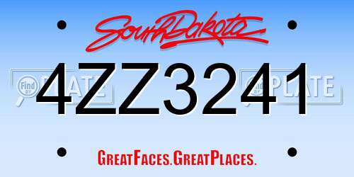 4ZZ3241 South Dakota License Plate