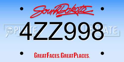 4ZZ998 South Dakota License Plate