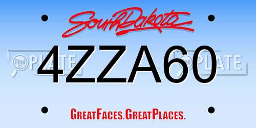 4ZZA60 South Dakota License Plate