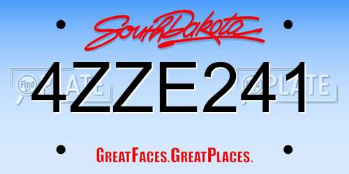 4ZZE241 South Dakota License Plate