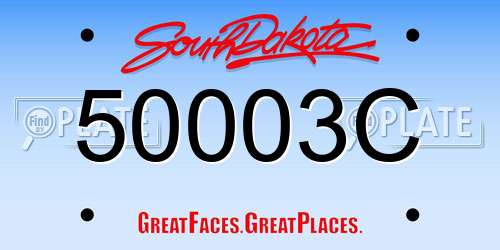 50003C South Dakota License Plate