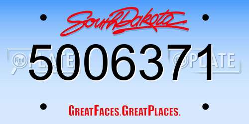 5006371 South Dakota License Plate