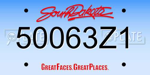 50063Z1 South Dakota License Plate
