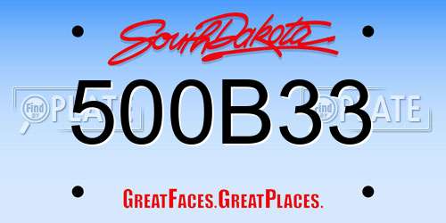 500B33 South Dakota License Plate