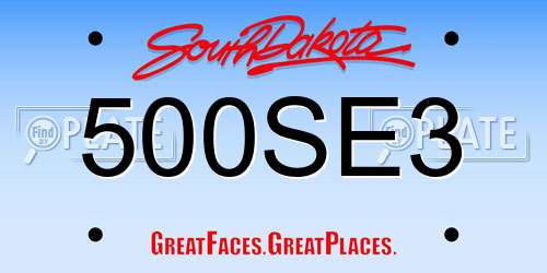 500SE3 South Dakota License Plate