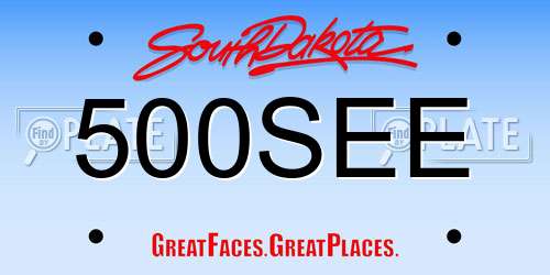 500SEE South Dakota License Plate