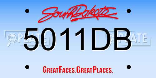 5011DB South Dakota License Plate