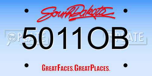 5011OB South Dakota License Plate