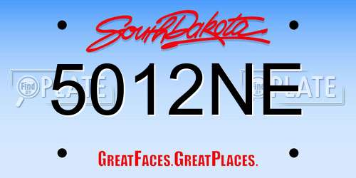 5012NE South Dakota License Plate