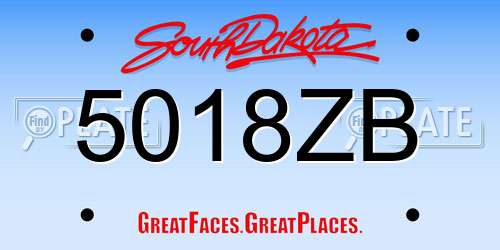 5018ZB South Dakota License Plate
