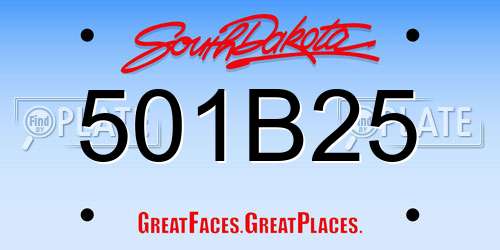 501B25 South Dakota License Plate
