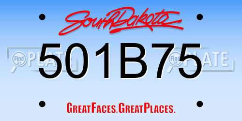501B75 South Dakota License Plate