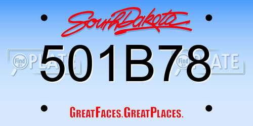 501B78 South Dakota License Plate