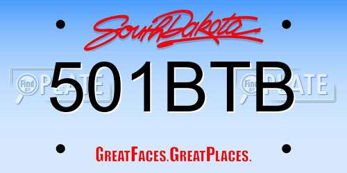 501BTB South Dakota License Plate