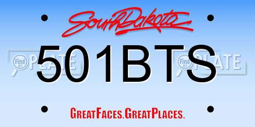501BTS South Dakota License Plate