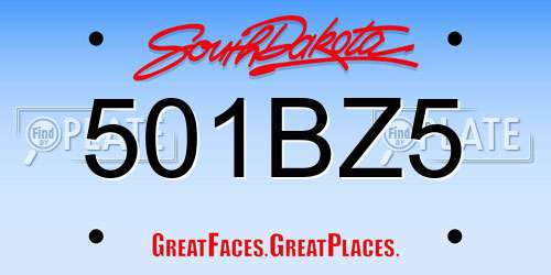 501BZ5 South Dakota License Plate