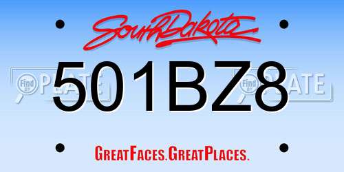 501BZ8 South Dakota License Plate