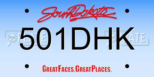 501DHK South Dakota License Plate