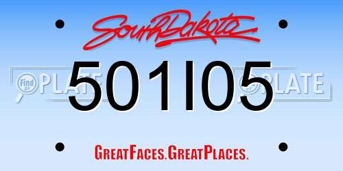 501I05 South Dakota License Plate