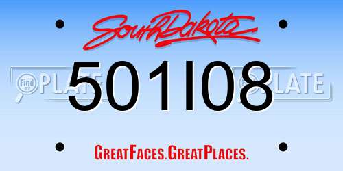 501I08 South Dakota License Plate