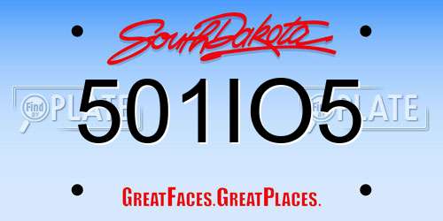 501IO5 South Dakota License Plate