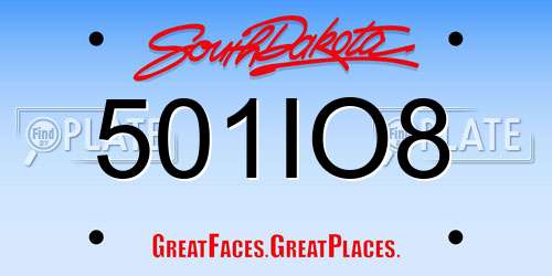 501IO8 South Dakota License Plate