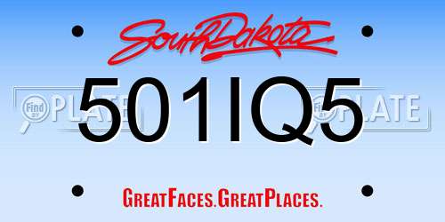 501IQ5 South Dakota License Plate