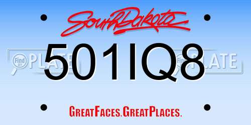 501IQ8 South Dakota License Plate