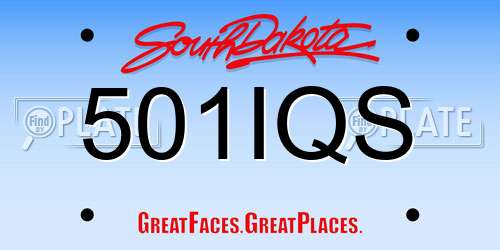 501IQS South Dakota License Plate