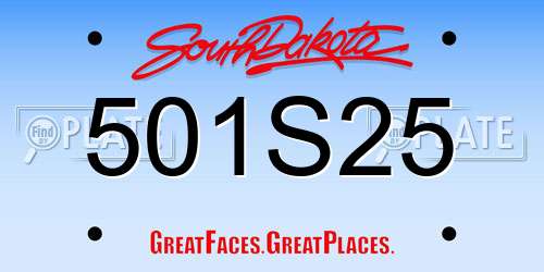 501S25 South Dakota License Plate