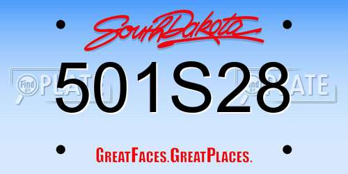 501S28 South Dakota License Plate