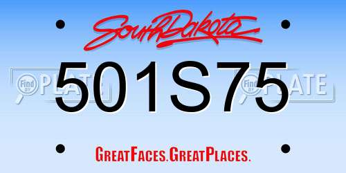 501S75 South Dakota License Plate