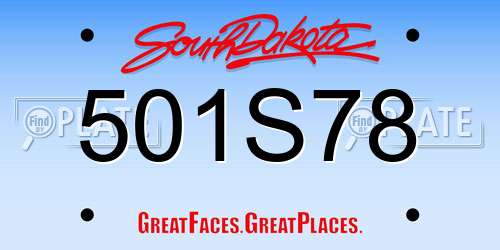 501S78 South Dakota License Plate