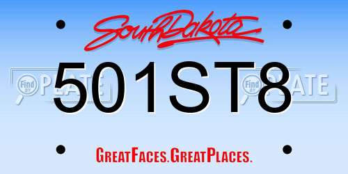 501ST8 South Dakota License Plate
