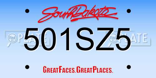 501SZ5 South Dakota License Plate