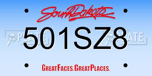 501SZ8 South Dakota License Plate