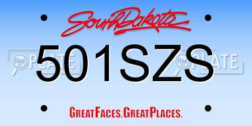 501SZS South Dakota License Plate
