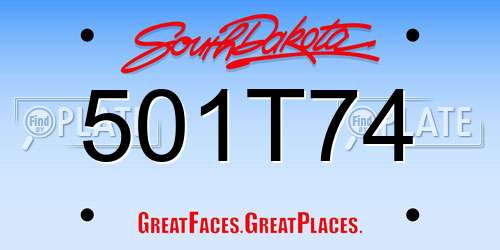 501T74 South Dakota License Plate