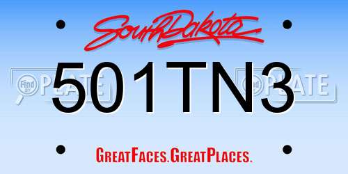 501TN3 South Dakota License Plate
